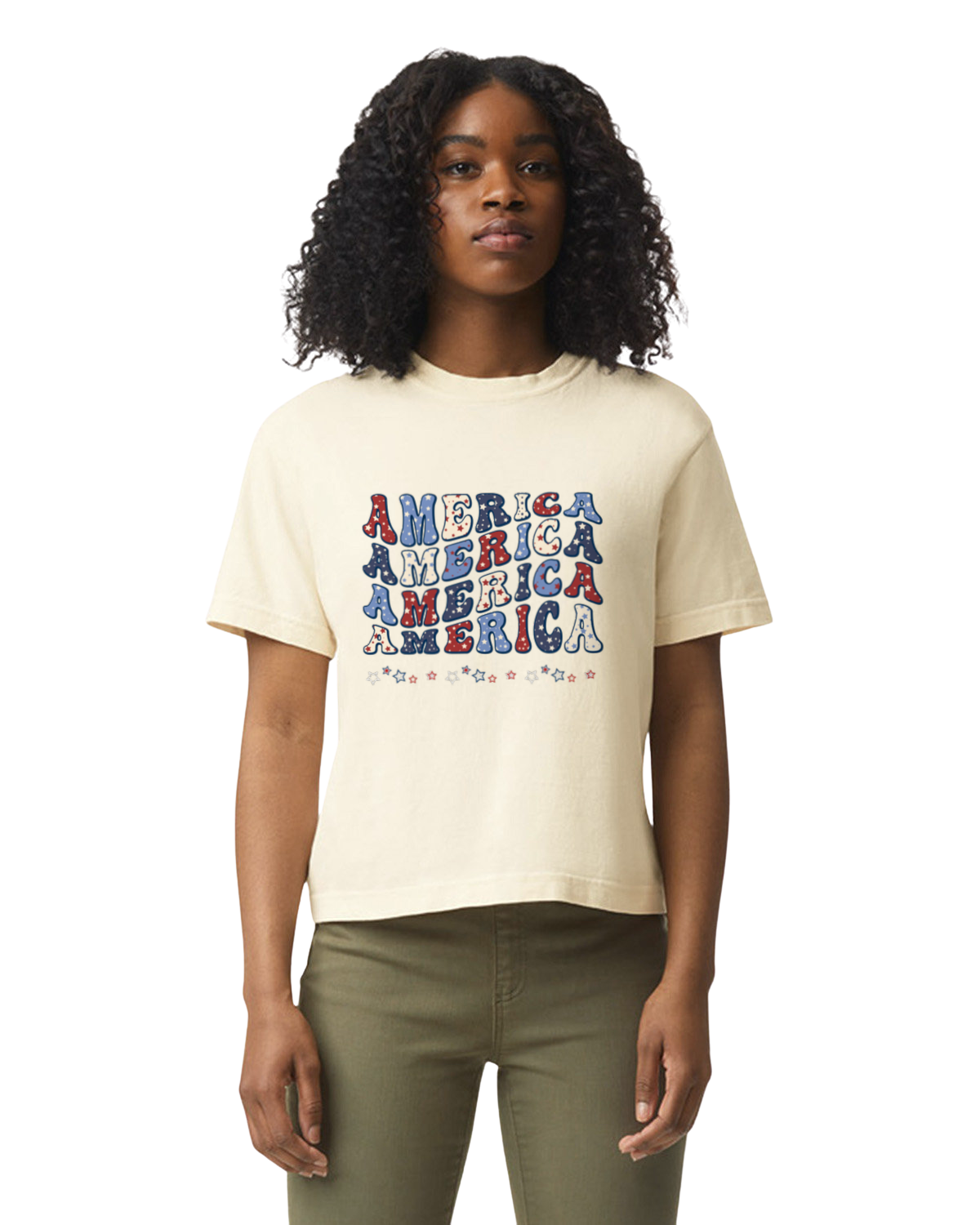 America - Land of Free. Heavyweight women's Boxy Tee