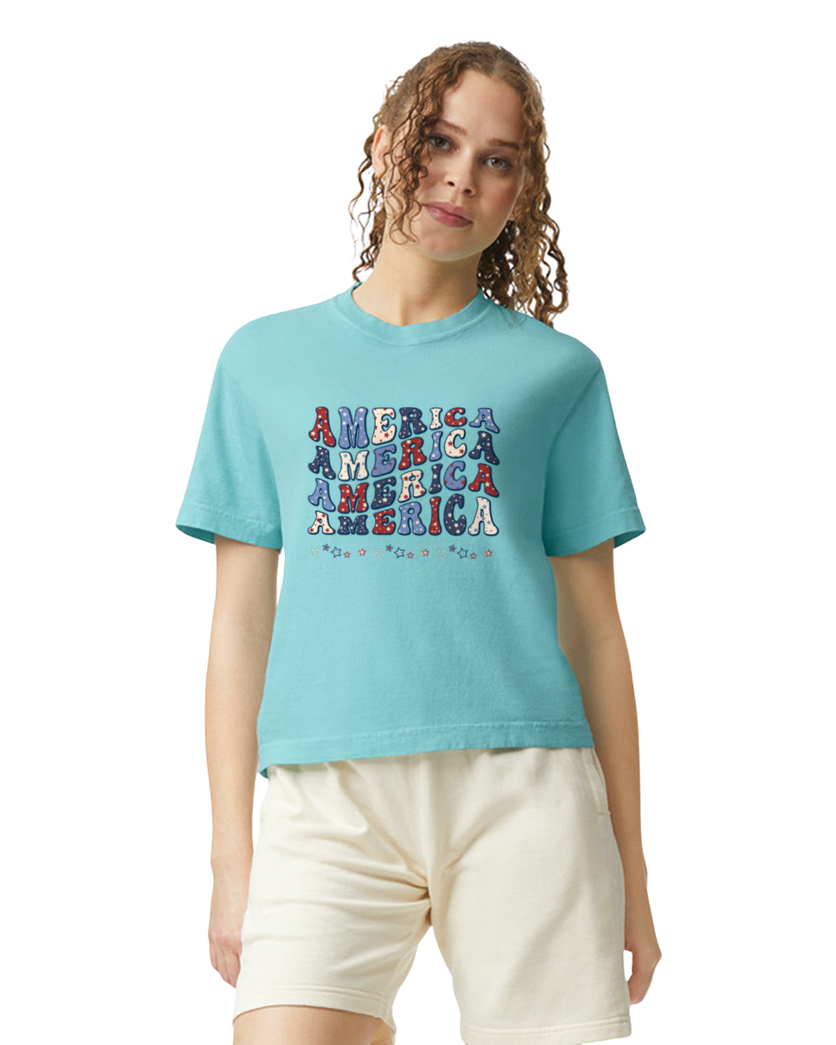 America - Land of Free. Heavyweight women's Boxy Tee
